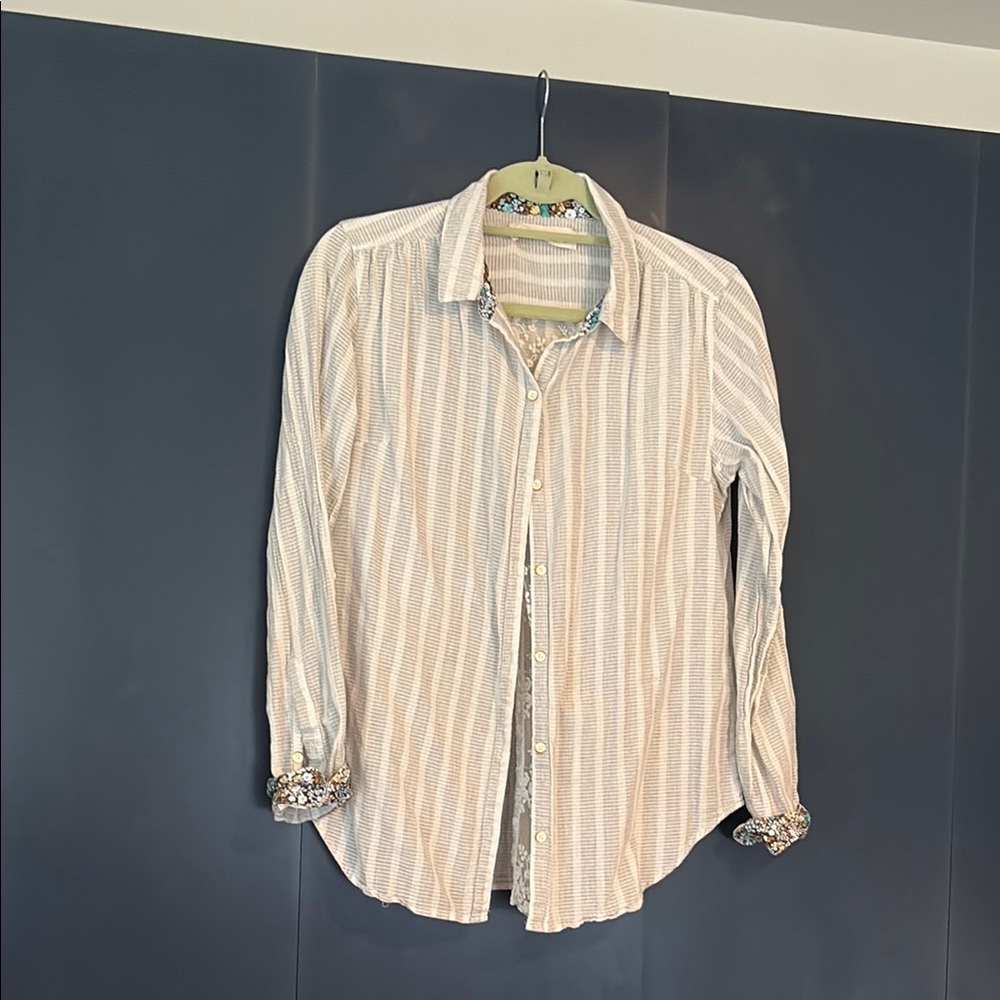 Striped White and Gray Men's Shirt